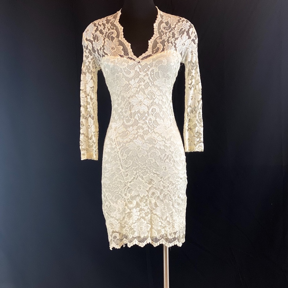 John Zack Cream Lace Midi Dress Size 8